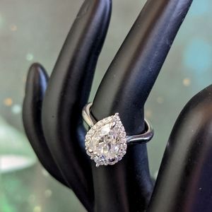2 Carat Pear Cut Moissanite Engagement Ring Size 6